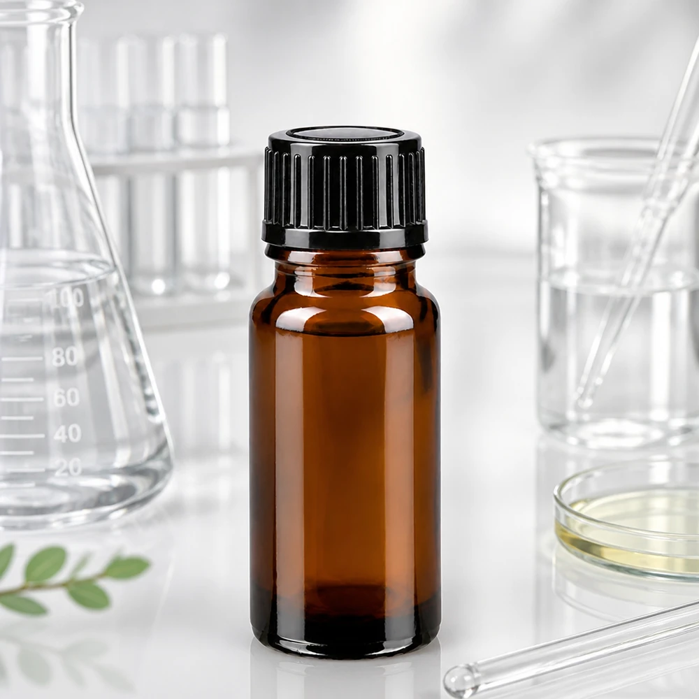 Apothekenflasche braun 10ml Tropfverschluss 1mm schwarz Standard Lichtschutzflasche 10ml aus Bernsteinglas mit kindersicherem schwarzem Schraubverschluss
