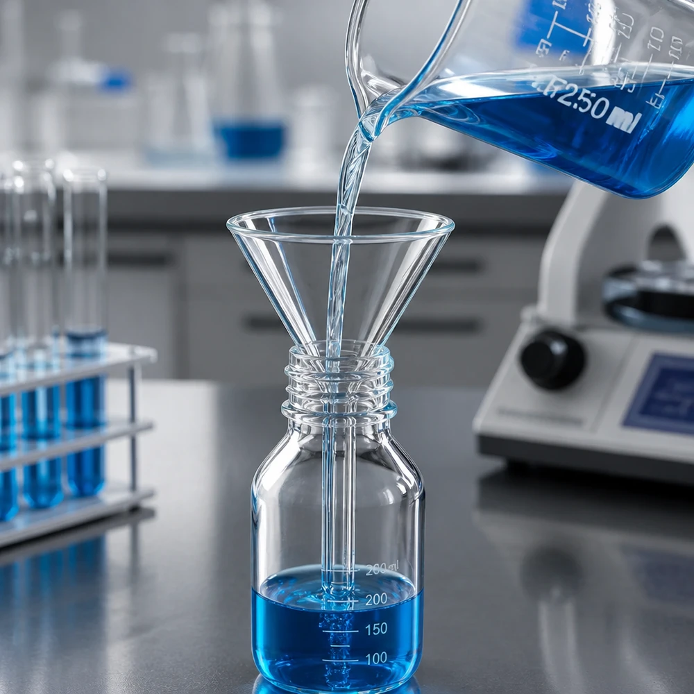 Trichter ø35mm Kalk-Soda, Winkel 60°, Kurzstil Labortrichter 35mm aus bruchfestem Kalk-Soda-Glas mit optimaler 60-Grad-Trichterform