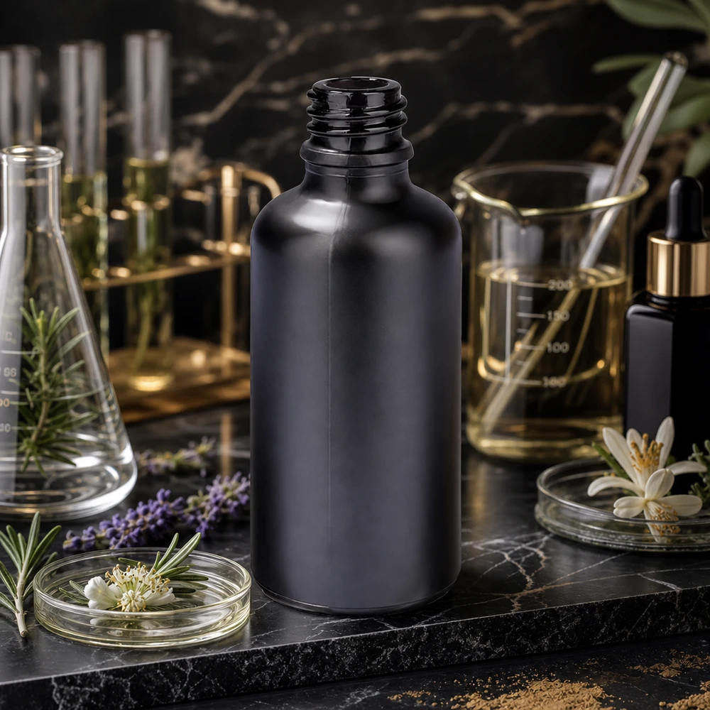 50ml Apothekerflasche BlackLine UT18/50 UNiTWIST Ergonomische 50ml Apothekerflasche BlackLine UT18/50 UNiTWIST mit optimaler Griffigkeit