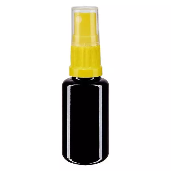 Apothekenflasche violett 20ml Sprayaufsatz gelb Apothekenflasche violett 20ml Sprayaufsatz gelb