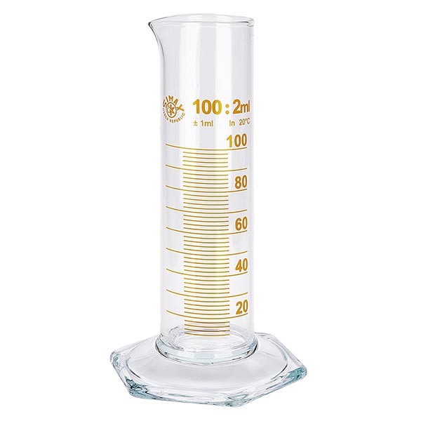 100ml Messzylinder NF aus Glas, braune Skala