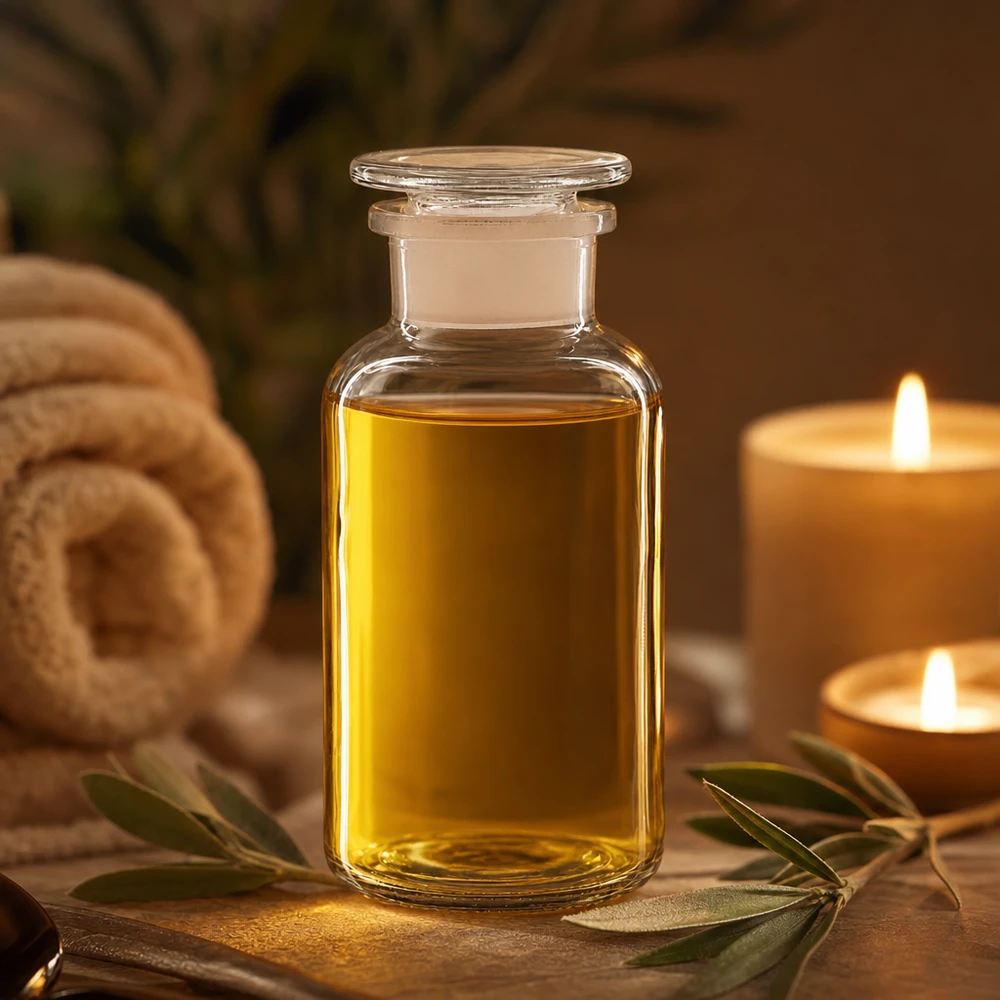 Rundschulterfl. 500ml klar Weithals Glasstopfen Apothekerflasche 500ml Weithals klar mit Glasstopfen goldenes Öl Wellness Dekoration