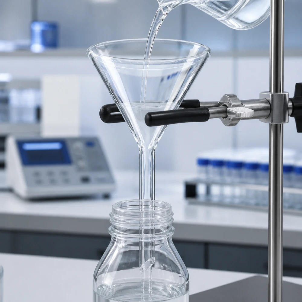 Trichter ø50mm Kalk-Soda, Winkel 60°, Kurzstil Hitzebeständiger Glastrichter 50mm mit 60 Grad Neigung für sichere Laboranwendungen