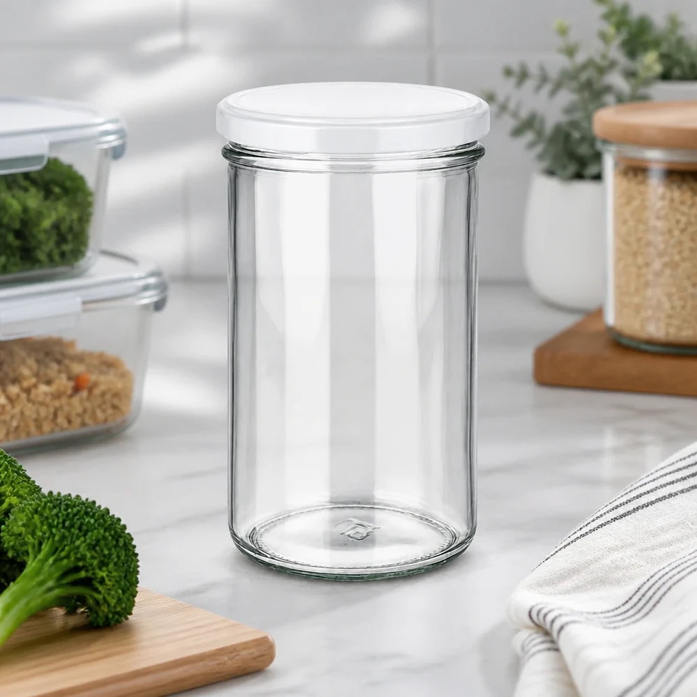 277ml Sturzglas mit BasicSeal Deckel weiß UNiTWIST Sturzglas 277ml in moderner Küche - vielseitig für Aufbewahrung von Lebensmitteln und stylische Küchenorganisation
