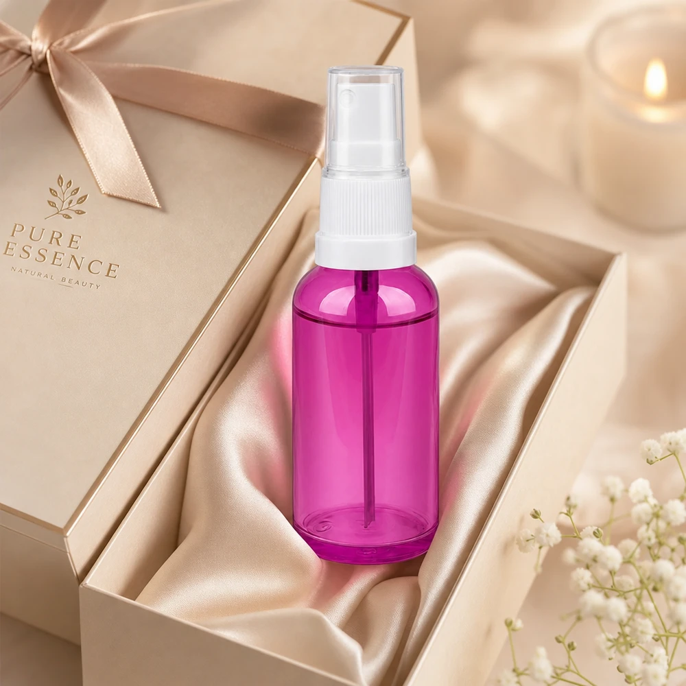 50ml Sprayflasche weiss/transparent Standard PurpleLine UT18/50 Vielseitige 50ml Sprayflasche PurpleLine für selbstgemachte Raumsprays und Parfums