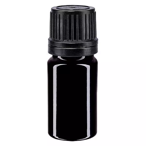 Apothekenflasche violett 5ml Tropfverschluss Giessring 1mm schwarz Originalitätsverschluss Apothekenflasche violett 5ml Tropfverschluss Giessring 1mm schwarz Originalitätsverschluss