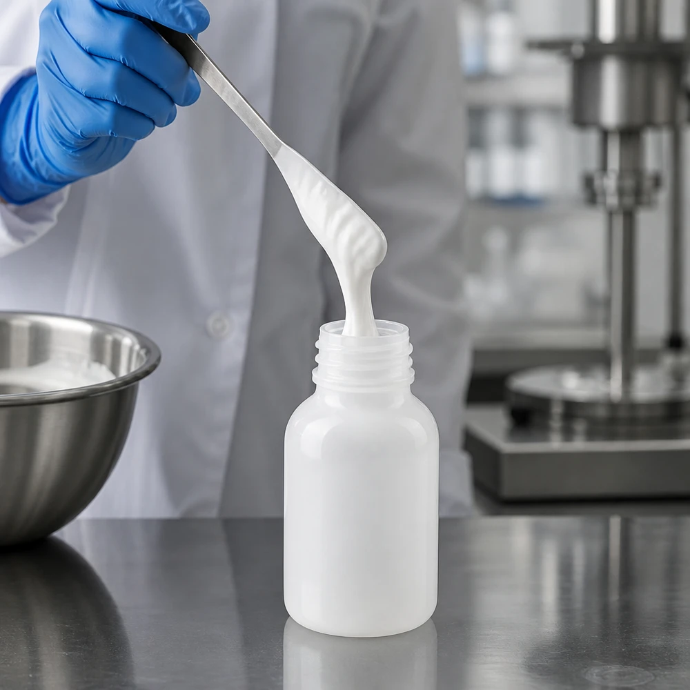 Robuste 100ml Laborflasche mit breitem Schraubhals geeignet für Cremes und Pasten