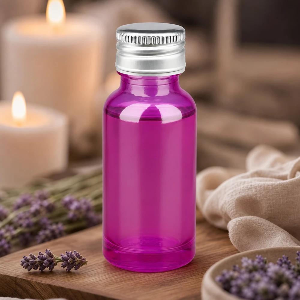20ml Flasche 11mm Schraubverschluss Alu-Silberer Standard PurpleLine.UT18/20 Elegante 20ml Glasflasche Purple mit spiegelglänzendem Silberverschluss für Premium-Produkte