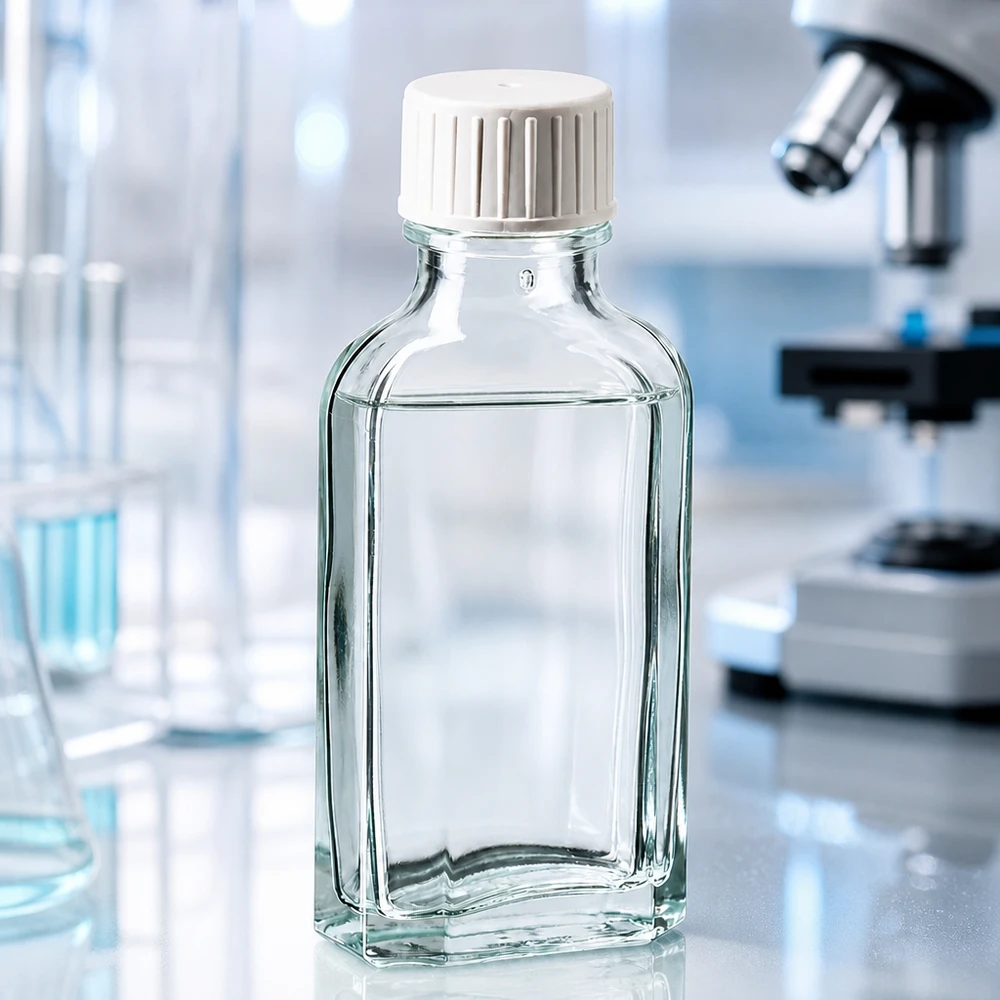 Meplat Apothekerflasche 50 ml klar mit integriertem Gießring für präzises Dosieren