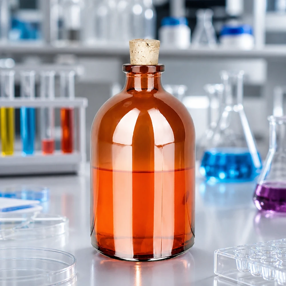 Flasche Braunglas 100ml mit Korken 11/14mm Braunglas Vorratsflasche 100ml mit Korkverschluss 11/14mm für Chemikalien und Reagenzien
