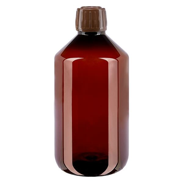 PET Flasche 500ml mit braunem Verschluss Originalitätsverschluss