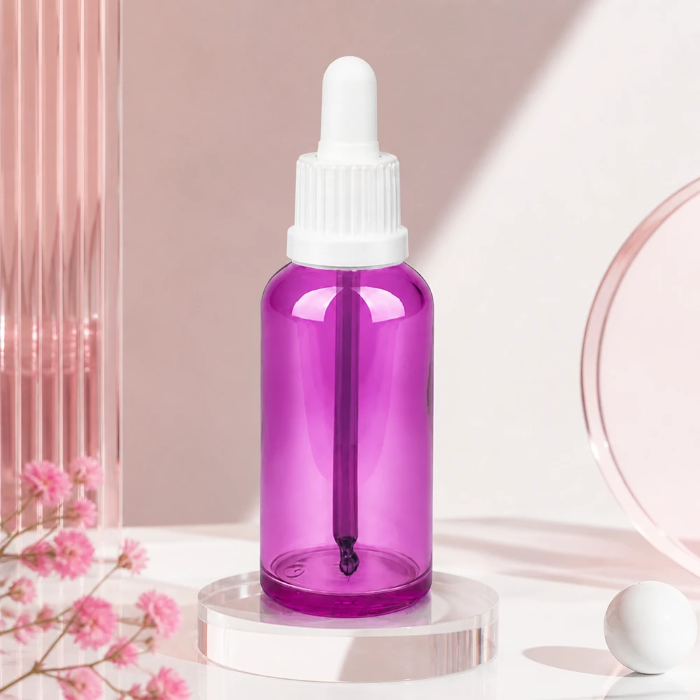 50ml Pipettenflasche weiss Originalität Schraubverschlusserschluss PurpleLine UT18/50 50ml Aromatherapie-Flasche in Purple Line Design mit kindersicherem weißem Verschluss