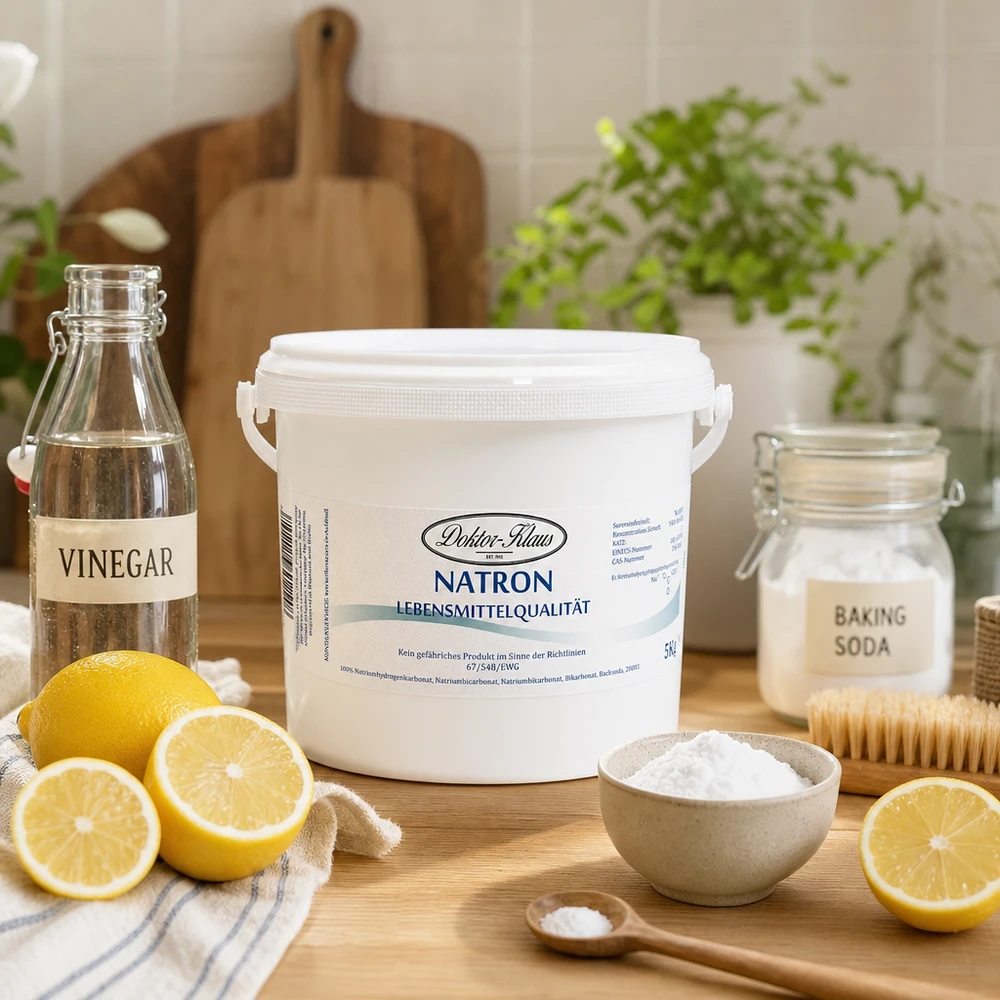 Natron Lebensmittelqualität 5kg Doktor Klaus mit frischen Zitronen für Backen und Reinigen