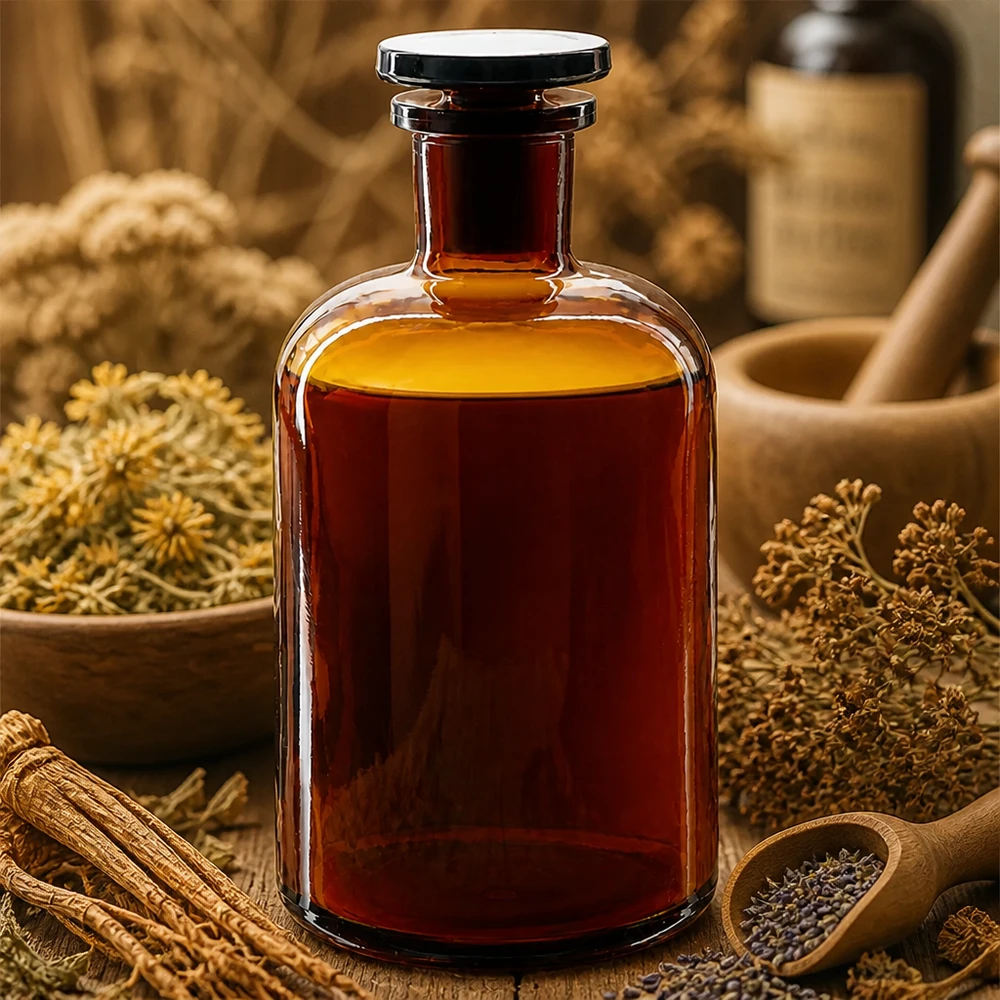 Braune Glasflasche 500ml mit Enghals und Stopfen traditionelle Kräutermedizin Aufbewahrungslösung