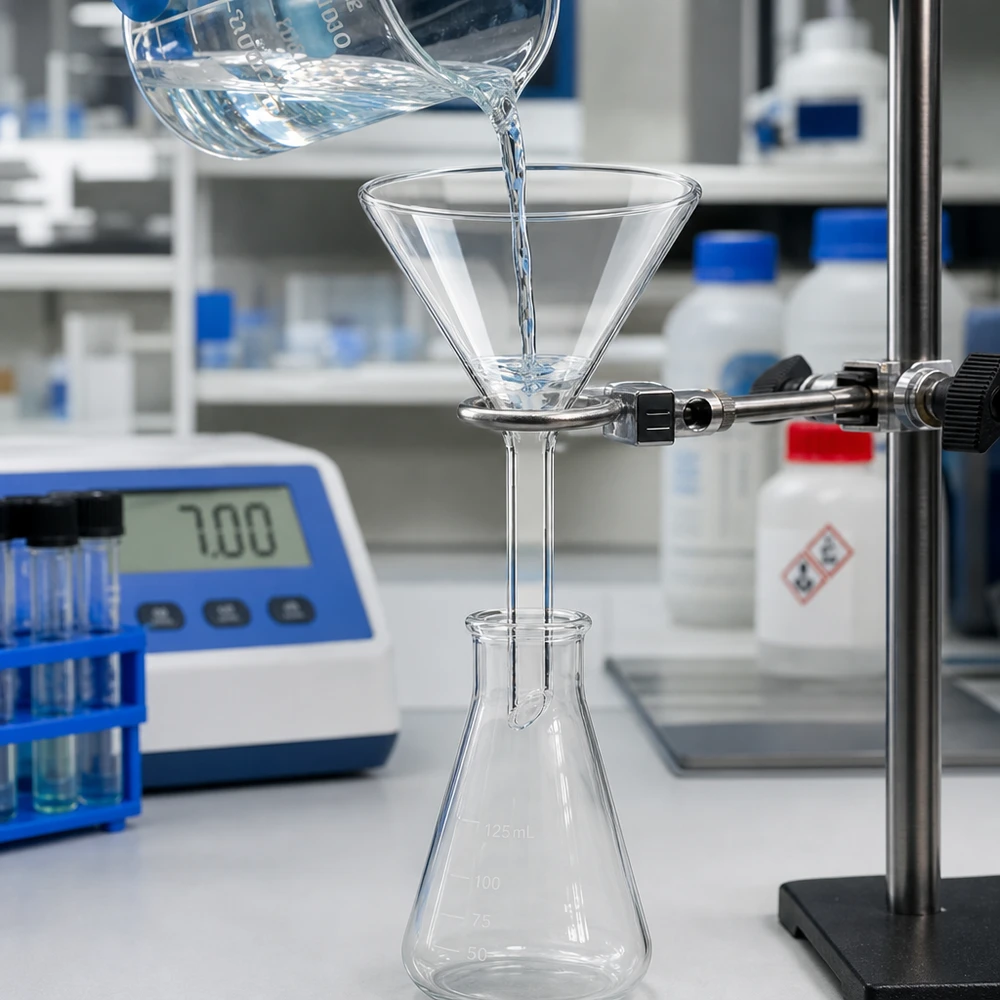 Trichter ø60mm Kalk-Soda, Winkel 60°, Kurzstil Universell einsetzbarer Trichter aus Kalk-Soda-Glas für Forschung und Qualitätskontrolle