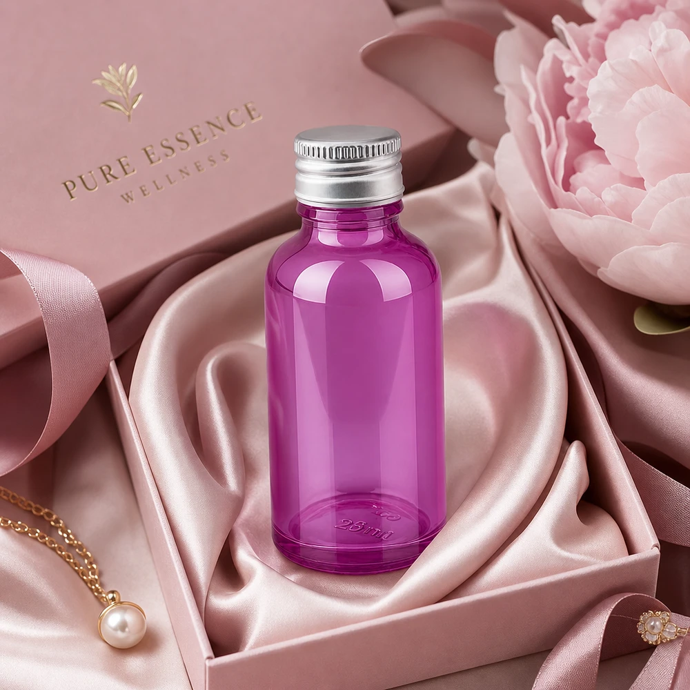30ml Flasche 11mm Schraubverschluss Alu-Silberer Standard PurpleLine.UT18/30 Kompakte 30ml Glasflasche in Purple für professionelle Produktpräsentation und Aufbewahrung
