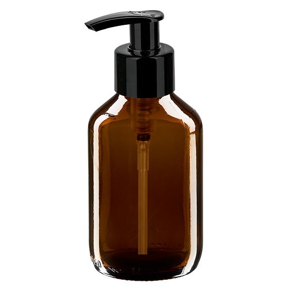 150ml Medizinflasche braun, mit Dispenserpumpe schwarz ApoGlas 150ml Medizinflasche braun, mit Dispenserpumpe schwarz ApoGlas