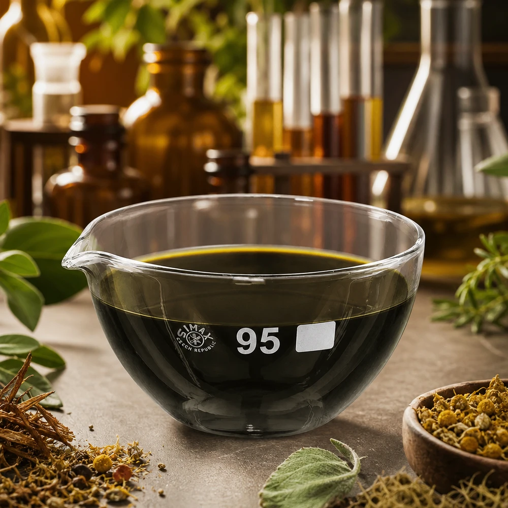 Chemieresistente Glasschale mit Ausguss 95mm Durchmesser für Verdampfungsarbeiten