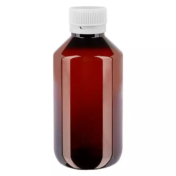 PET Flasche 200ml mit weißem Originalitätsverschluss geriffelt PET Flasche 200ml mit weißem Originalitätsverschluss geriffelt