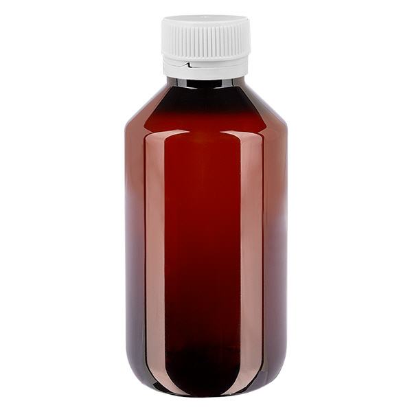 PET Flasche 200ml mit weißem Originalitätsverschluss geriffelt