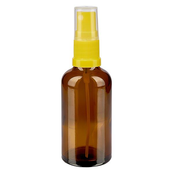 Apothekenflasche braun 50ml Sprayaufsatz gelb Apothekenflasche braun 50ml Sprayaufsatz gelb