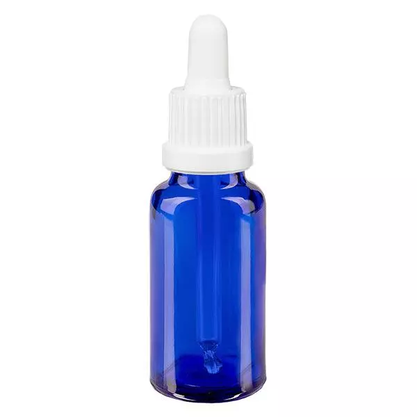 Apothekenflasche blau 20ml Pipette weiß Originalitätsverschluss Apothekenflasche blau 20ml Pipette weiß Originalitätsverschluss
