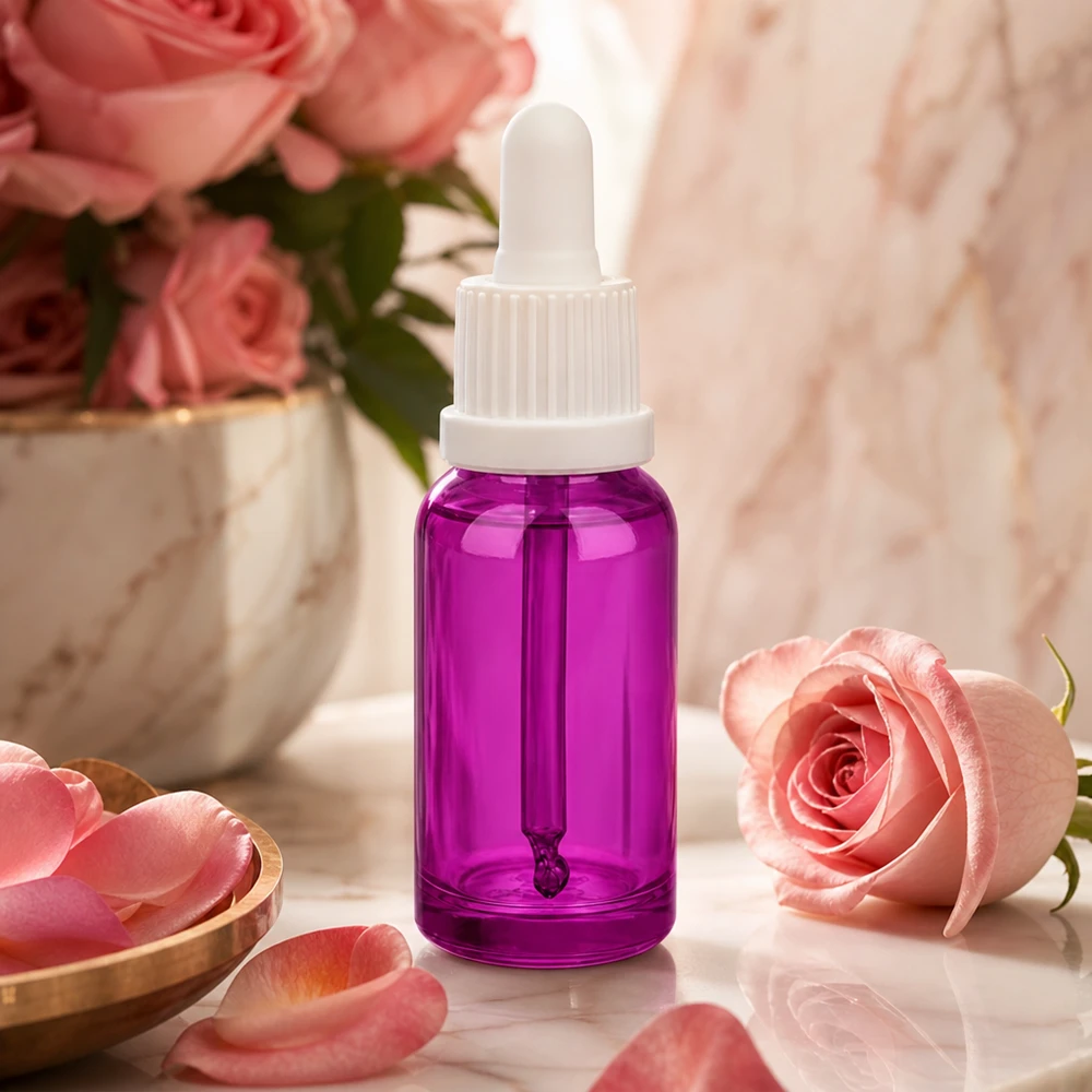 20ml Pipettenflasche weiss Originalität Schraubverschlusserschluss PurpleLine UT18/20 Violette 20ml Tropfflasche mit weißer Kappe ideal für DIY-Kosmetik und Aromatherapie