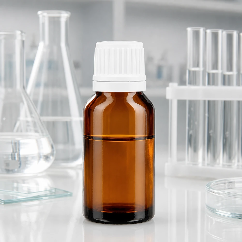 15ml Apothekerflasche aus UV-Schutz Braunglas mit weißem Schraubverschluss OV