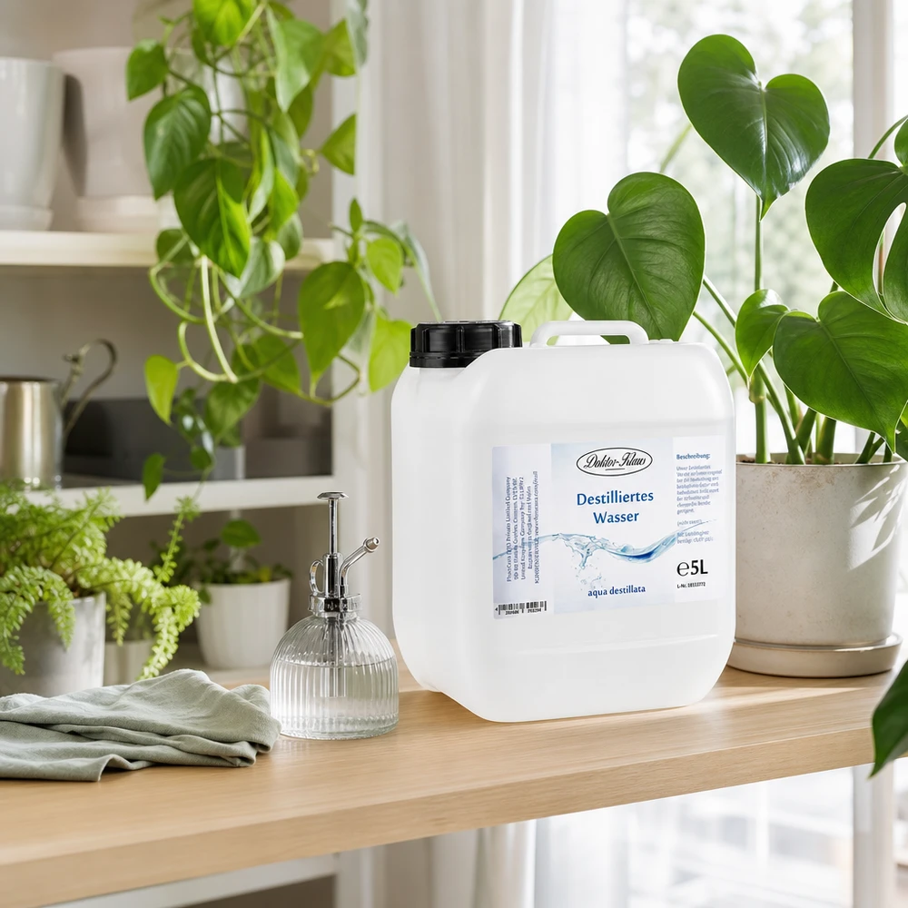 Destilliertes Wasser 5L Doktor-Klaus Doktor-Klaus destilliertes Wasser 5L für vielseitige Anwendungen im modernen Zuhause mit Pflanzen-Dekoration