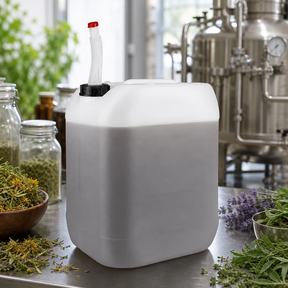 Tragbarer 20 Liter Vorratsbehälter mit Auslaufrohr für ätherische Öle und Pflanzendestillate