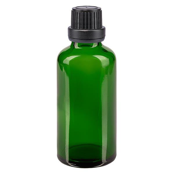 Apothekenflasche grün 50ml Schraubverschluss schwarz Dichteinlage Originalitätsverschluss Apothekenflasche grün 50ml Schraubverschluss schwarz Dichteinlage Originalitätsverschluss