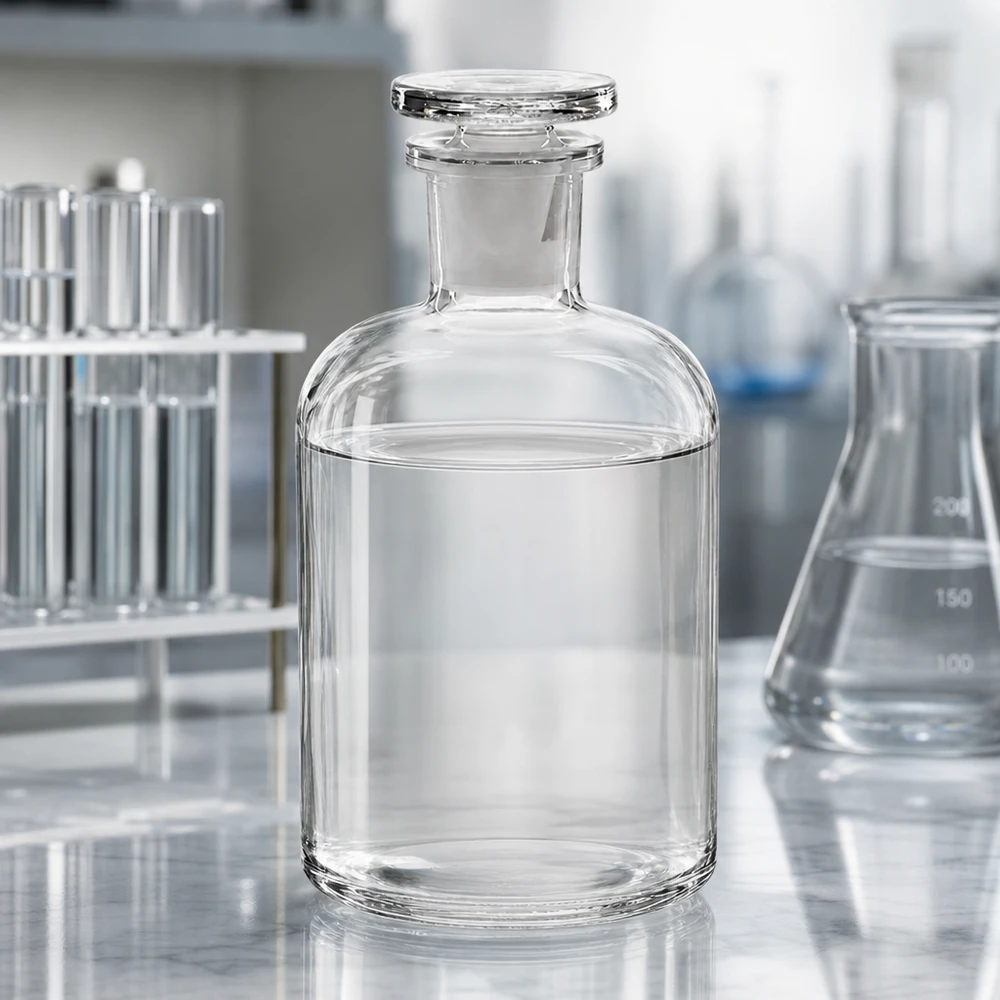 Rundschulterflasche 500ml klar Enghals Glasstopfen Chemikalienflasche 500ml aus klarem Glas mit Enghals Glasstopfen für Laborgebrauch