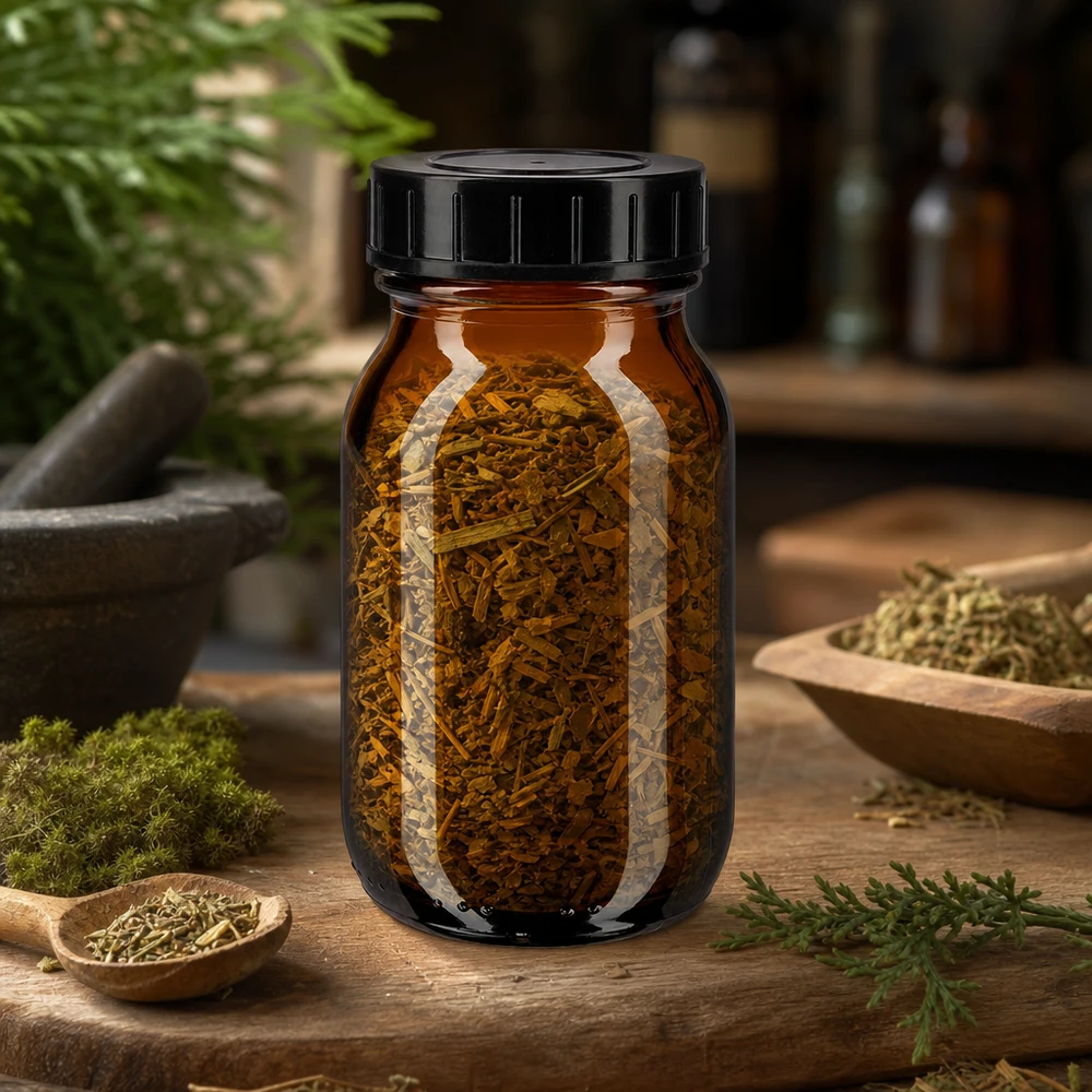 Braune Weithalsflasche 100ml mit luftdichtem Deckel ideal für Trockenprodukte und Pulver