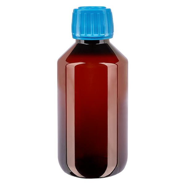 PET Flasche 200ml mit blauem Verschluss Originalitätsverschluss PET Flasche 200ml mit blauem Verschluss Originalitätsverschluss