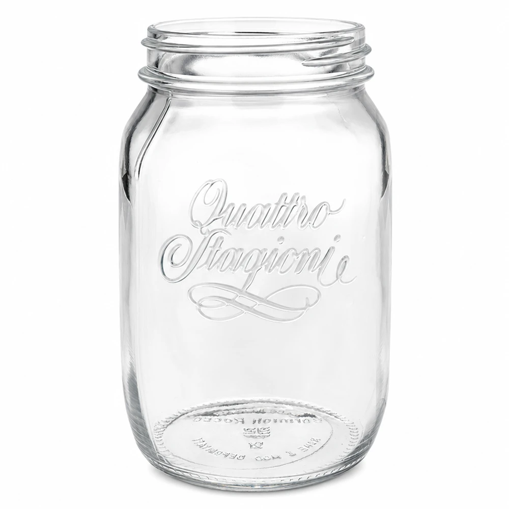 1000ml Quattro Stagioni Einmachglas aus klarem Glas mit Schraubgewinde für Konservierung und Aufbewahrung