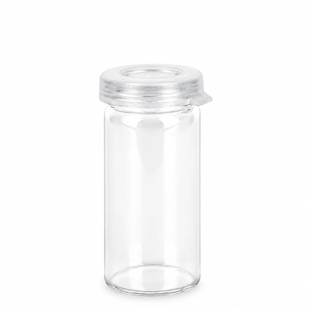Transparentes Tablettenglas 5ml aus Klarglas mit sicherem Kunststoff-Schnappdeckel