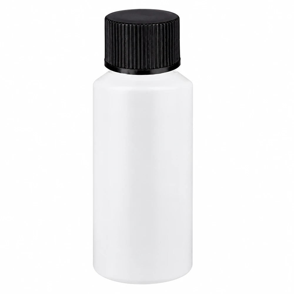 30ml HDPE Flasche weiß opak mit schwarzem SV ideal für Pharma und Kosmetik