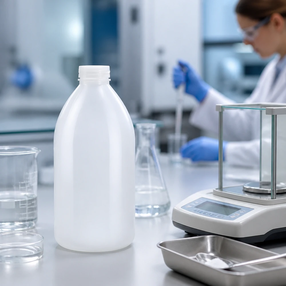 1000ml Laborflasche Enghals ohne Verschluss 1000ml Kunststoffflasche Enghals ohne Deckel im professionellen Analyselabor