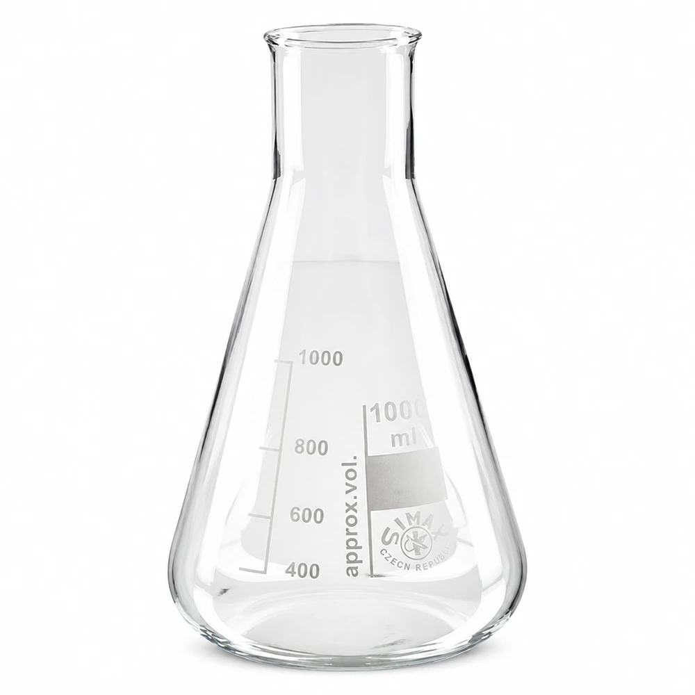 Erlenmeyerkolben 200ml für chemische Analysen und Reaktionen mit praktischem Weithals