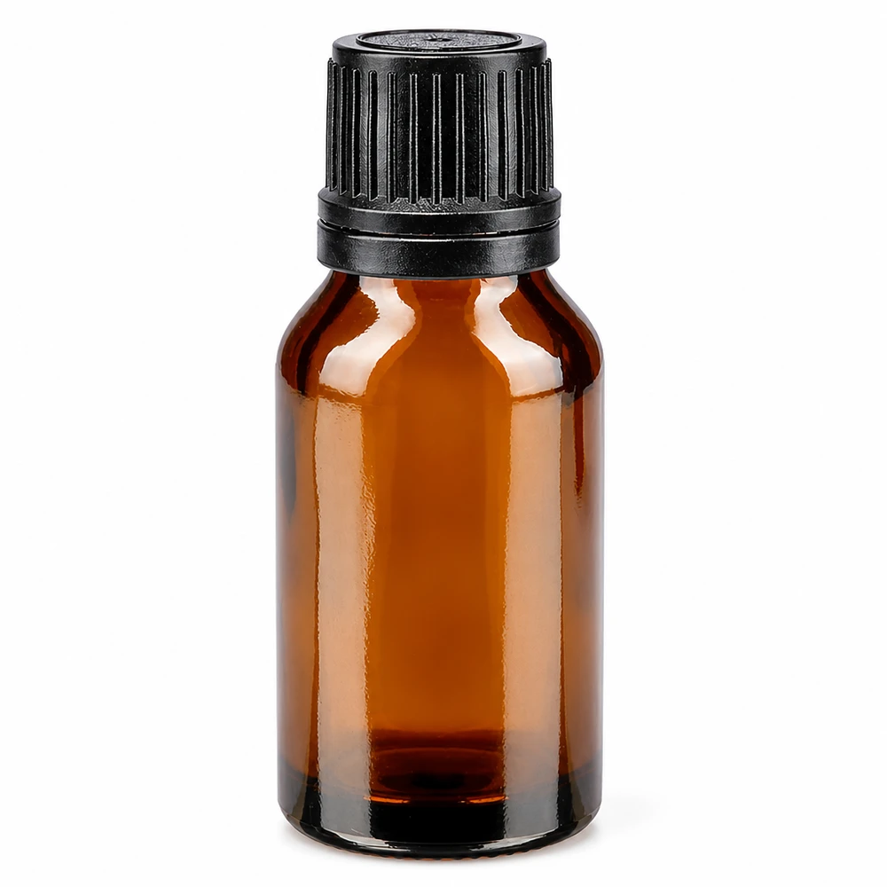 Apothekenflasche braun 15ml Tropfverschluss Giessring 1mm schwarz Originalitätsverschluss 15ml Braunglas Apothekenflasche mit kindersicherem schwarzen Originalitätsverschluss