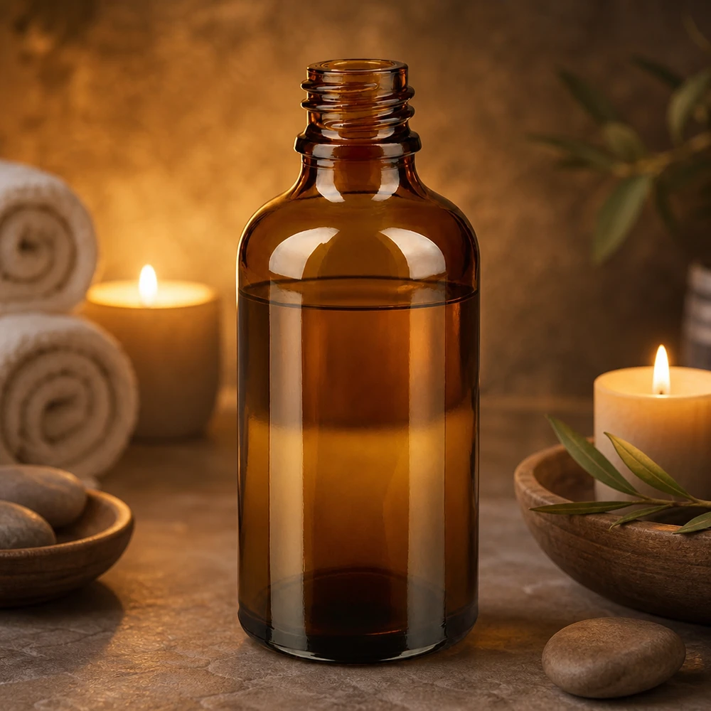 Elegante 50ml Apothekerflasche in Bernsteinbraun für professionelle Präsentation von Produkten