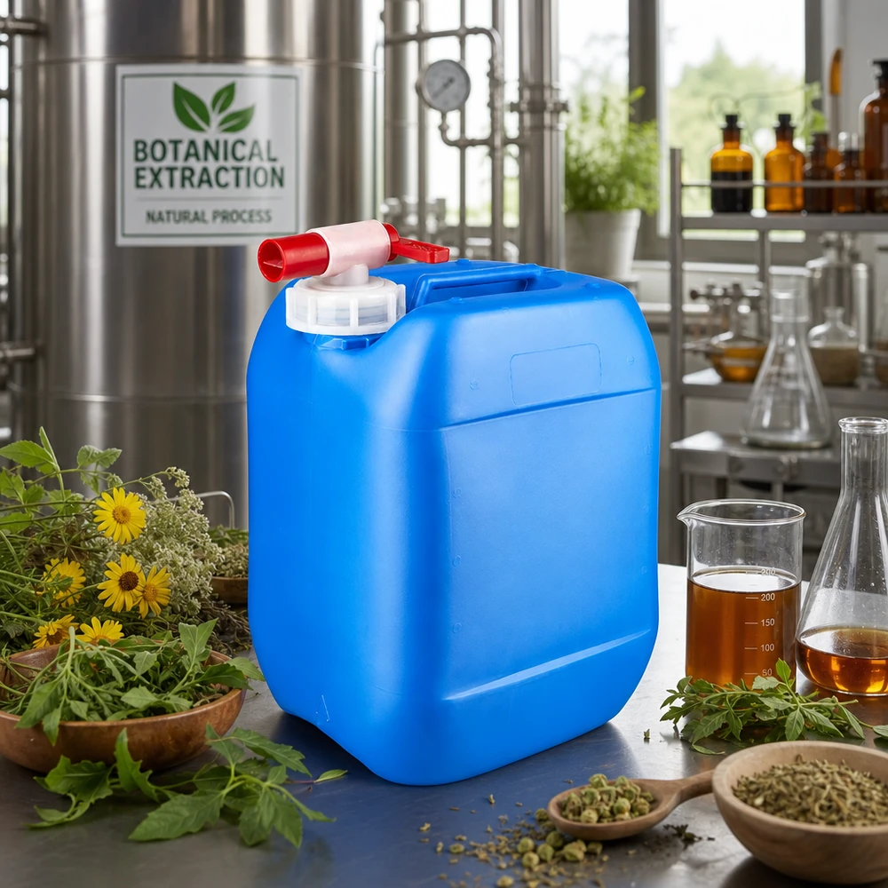 Lebensmittelechter 10 Liter Kanister blau mit Zapfhahn für pflanzliche Extrakte und Öle