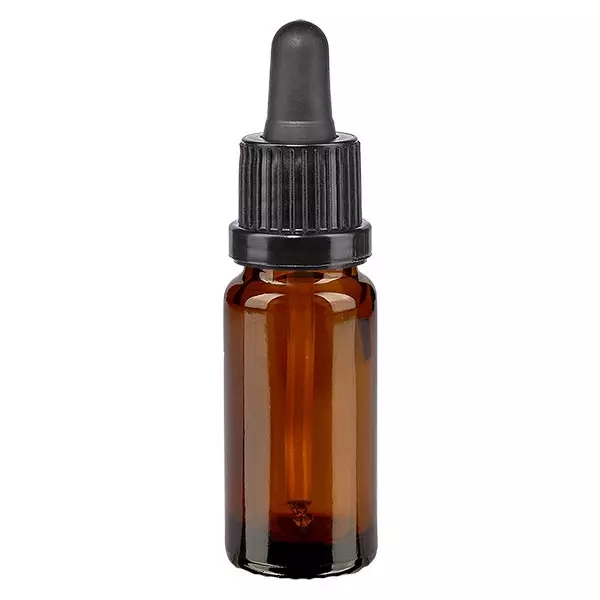 Apothekenfl. braun 10ml Pipette schwarz/schwarz OV Apothekenfl. braun 10ml Pipette schwarz/schwarz OV