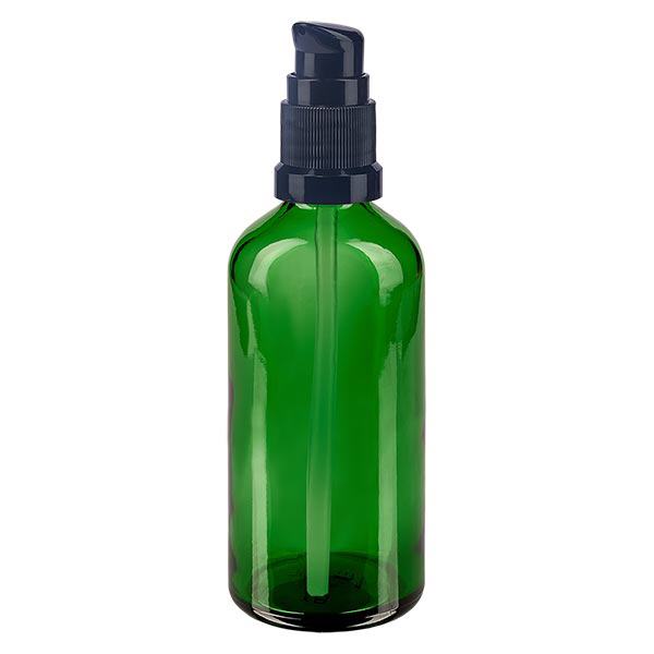 Apothekenflasche grün 100ml PumpVerschluss schwarz Standard Apothekenflasche grün 100ml PumpVerschluss schwarz Standard