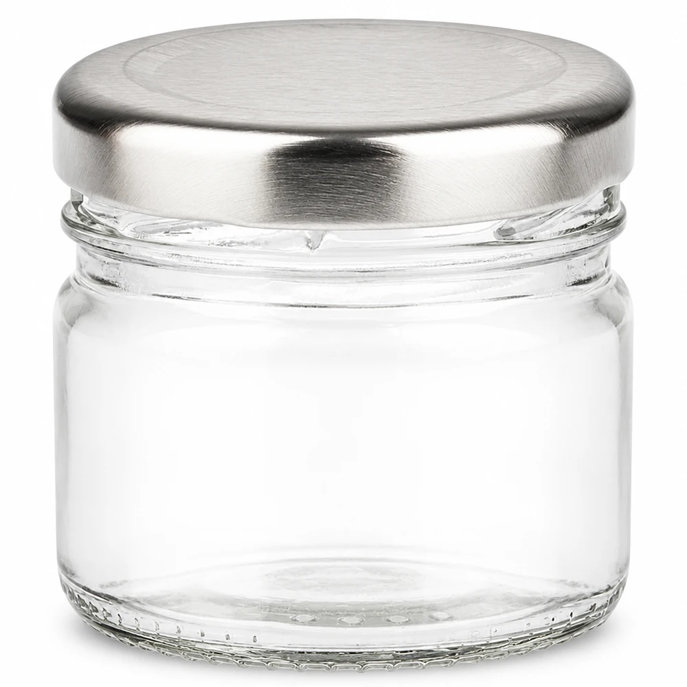 33ml Glasdose mit Schraubdeckel silber ideal für Marmelade Honig und Gewürze