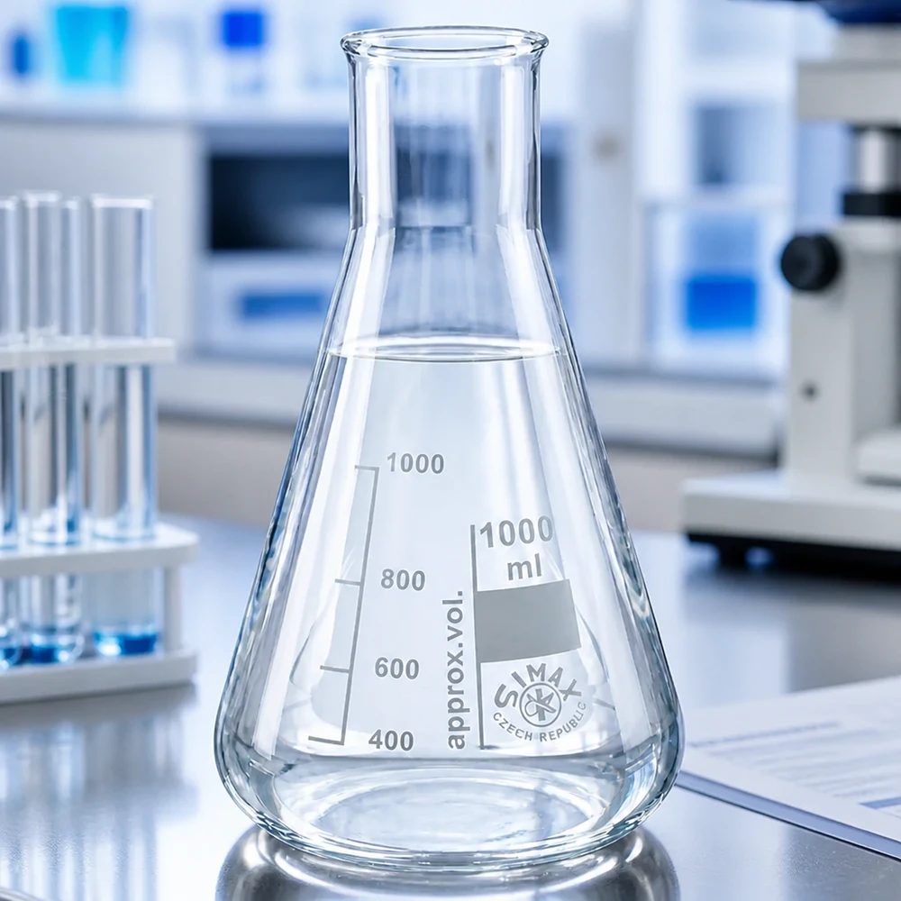 Hitzebeständiger 100ml Erlenmeyerkolben mit weiter Öffnung für sichere Laboranwendungen