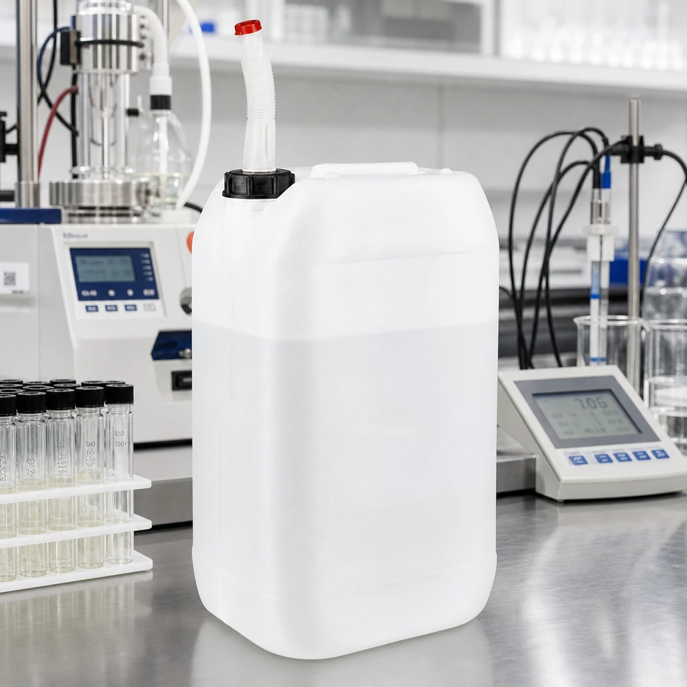 Lebensmittelechter 15 Liter Kanister mit Flex-Auslaufrohr für sichere Flüssigkeitslagerung