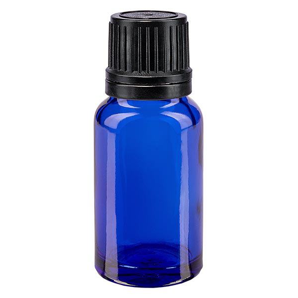 Apothekenflasche blau 10ml Tropfverschluss Giessring 1mm schwarz Originalitätsverschluss Apothekenflasche blau 10ml Tropfverschluss Giessring 1mm schwarz Originalitätsverschluss