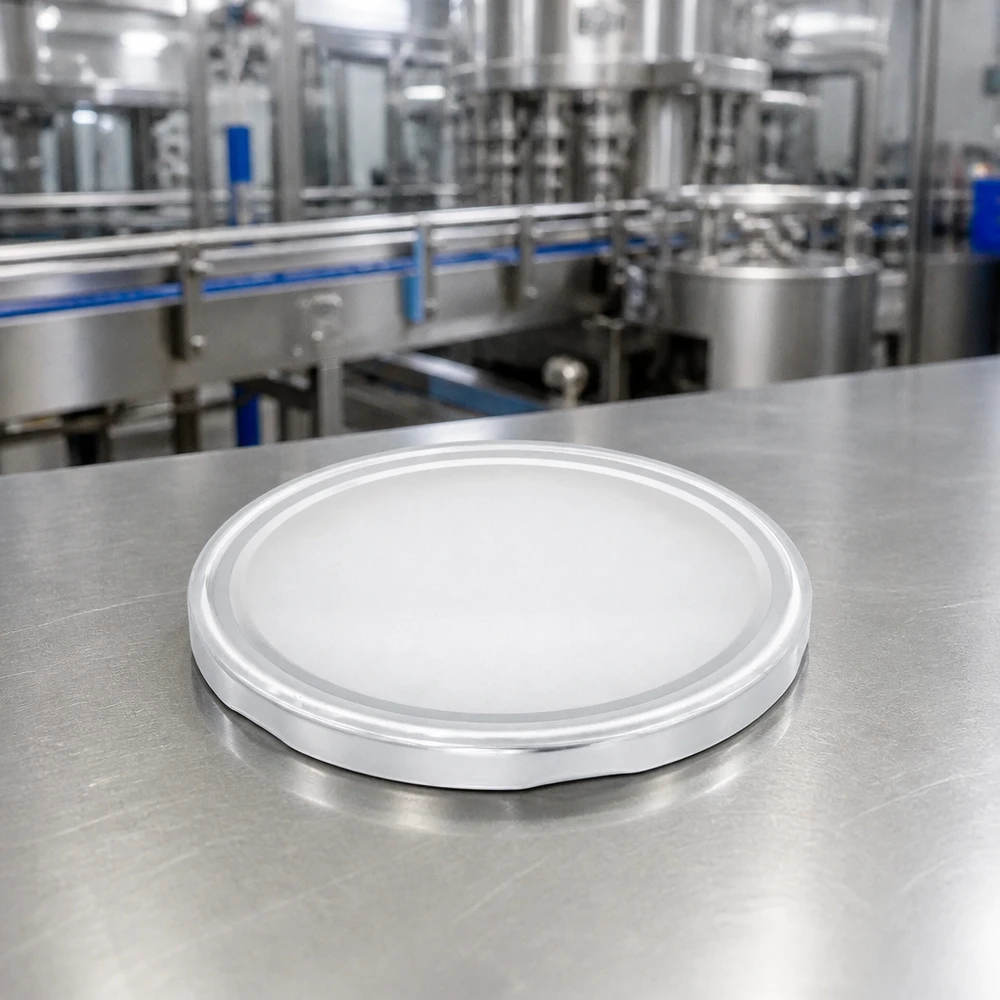 Weißer Schraubdeckel TO100 100mm BasicSeal UniTwist Nahaufnahme glatte Oberfläche Metallrand