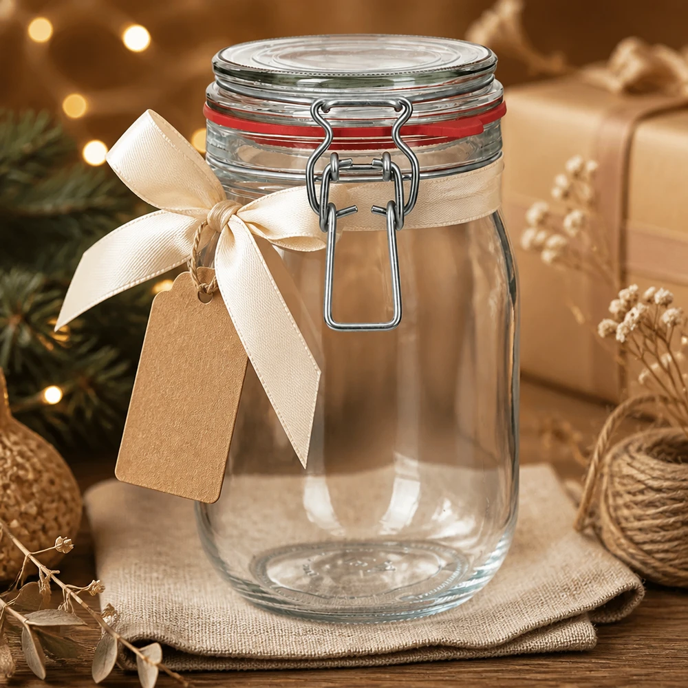 Großes 1140ml Vorratsglas aus transparentem Glas mit stabilem Verschlusssystem